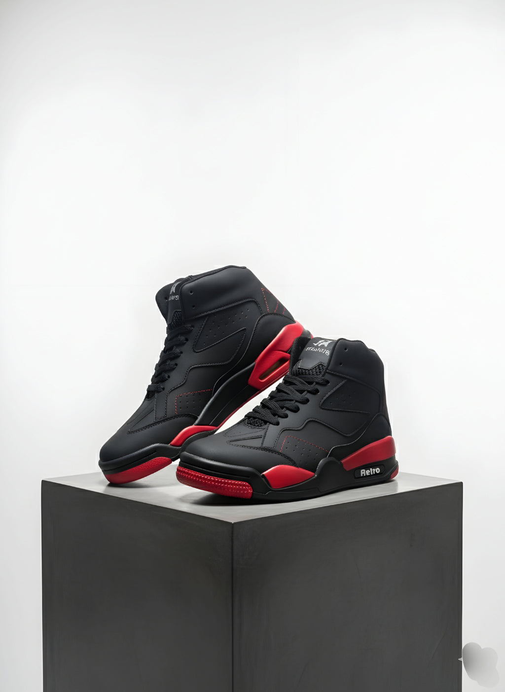 RetroMax High-Top Sneakers – Black & Red